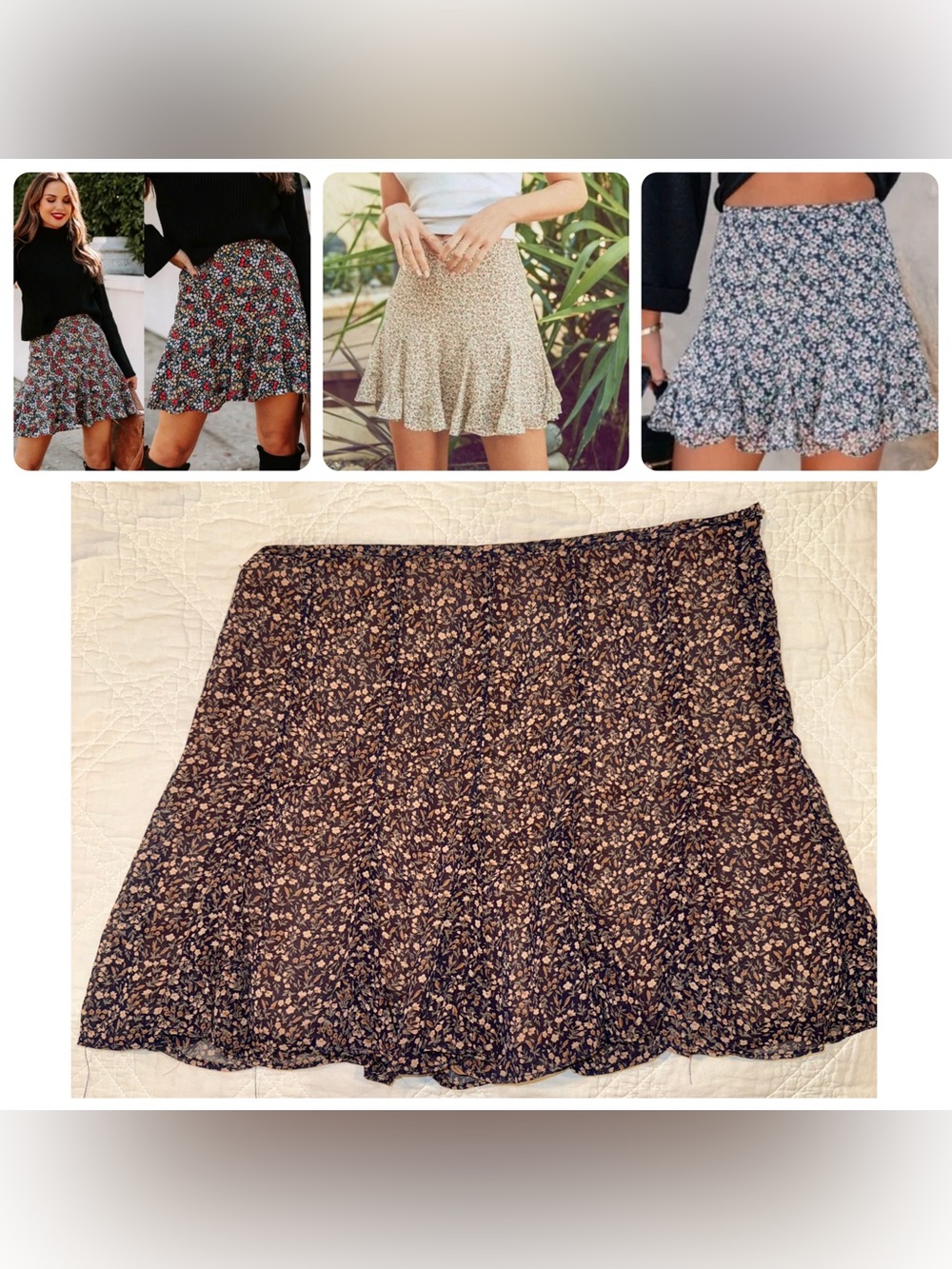 Dress Forum (Vici) Black & Brown Floral Ruffle Skort